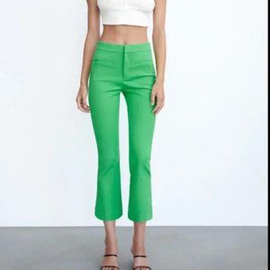 Zara mini flare pants emerald green medium NWT